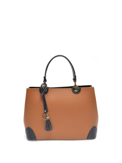 Isabella Rhea_Top Handle Bag_NERO COGNAC