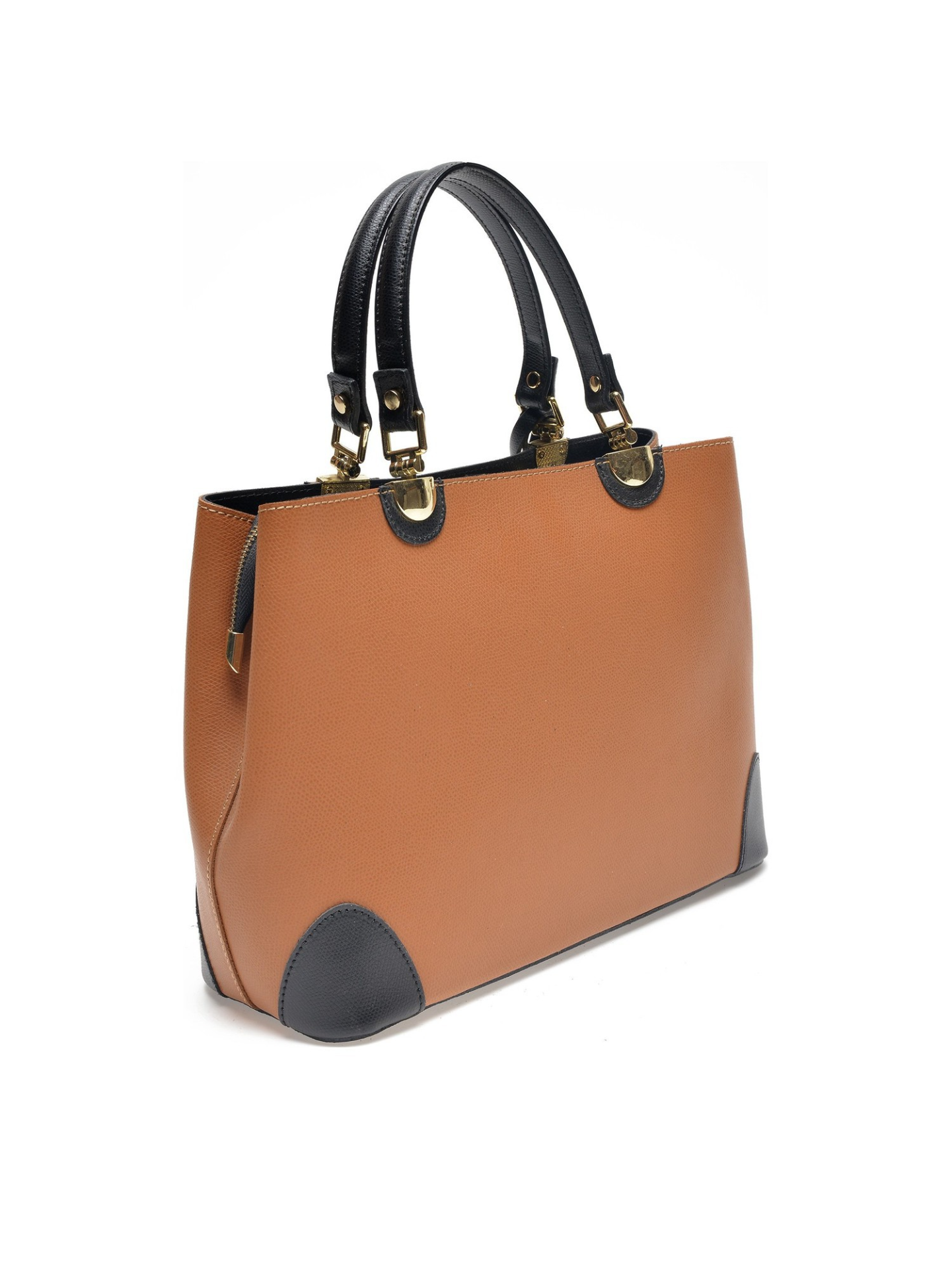 Isabella Rhea_Top Handle Bag_NERO COGNAC